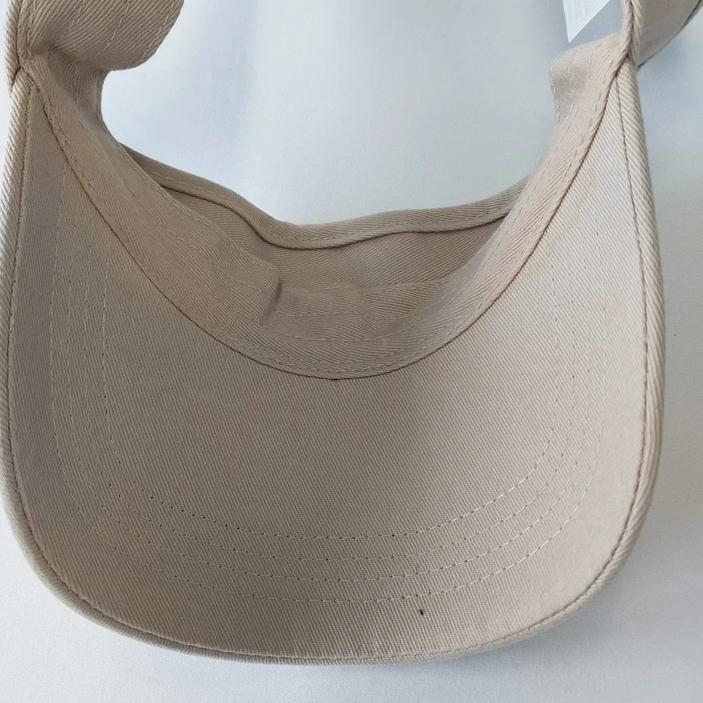 Vtg Walt Disney Mickey Mouse Visor Hat Adult One Size Khaki Blue Strap Back Logo